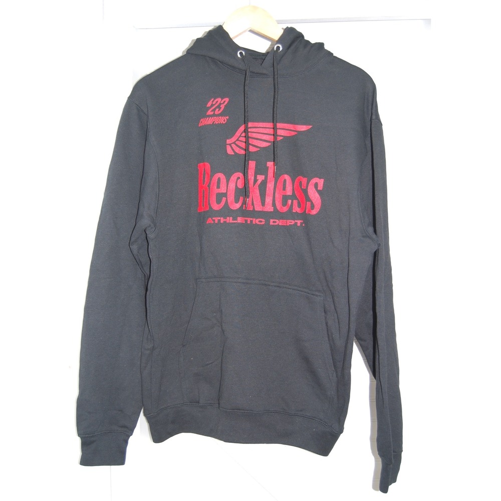 Young & Reckless Hoodie Men's Medium Pullover '23 Champions Black &‎ Red NWOT